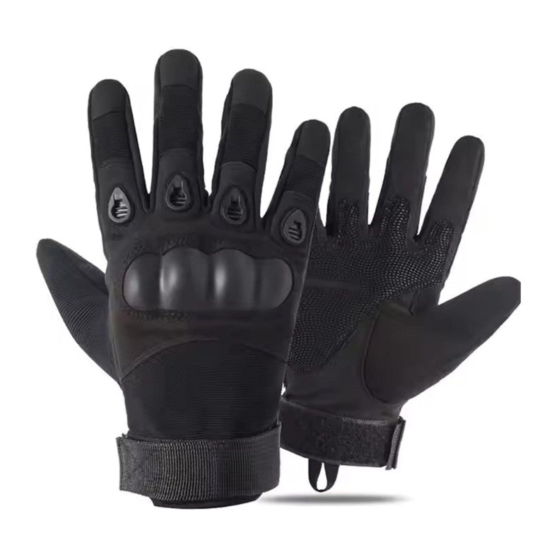 Rubber motorcycle gloves anti-slip - black