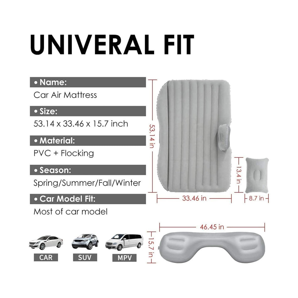 Inflatable Car Mattress with 2 Pillows – Grey