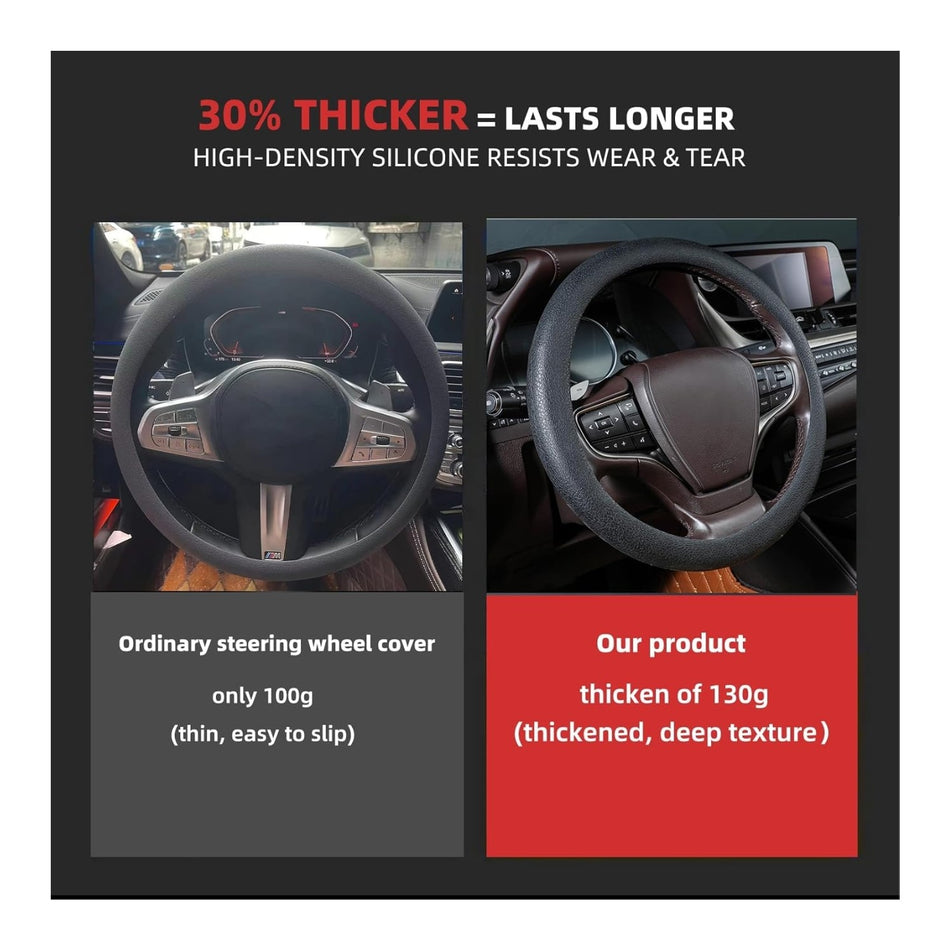 Black Non-Slip Silicone Car Steering Wheel Cover