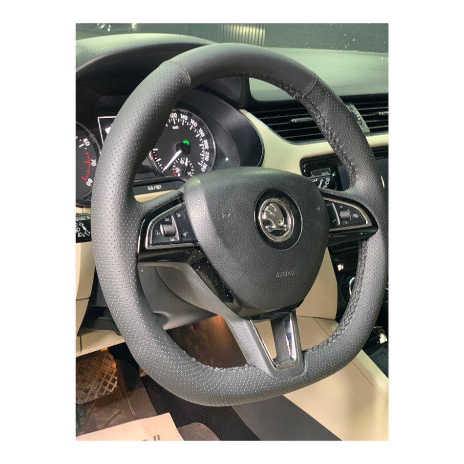 German leather steering Wheel Cover for skoda