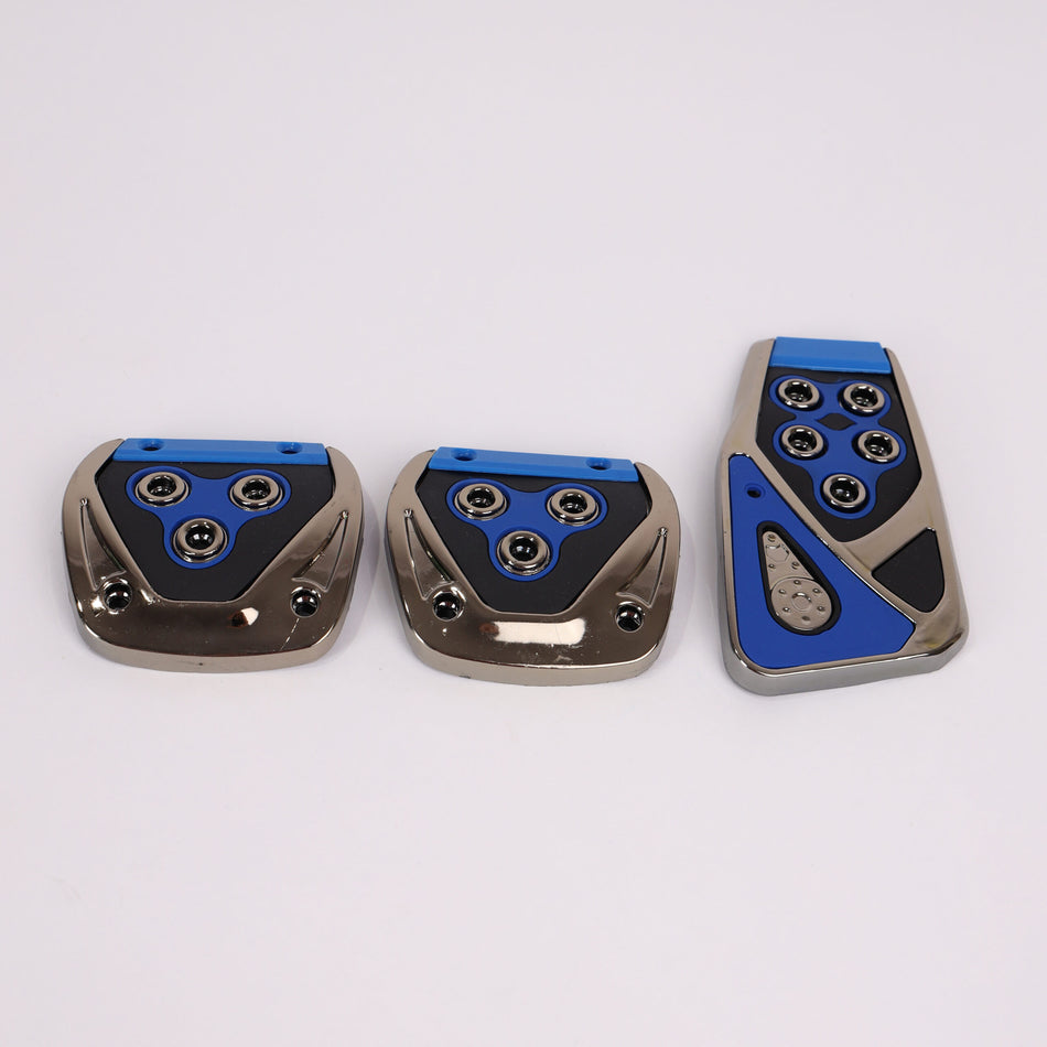 3PCS Metal Car Pedal Covers, Gas Pedal Aluminum Cover, Brake Pedal Cover, Clutch Pedal Cover, Manual Gearbox Pedal Cover Universal Fit - Blue