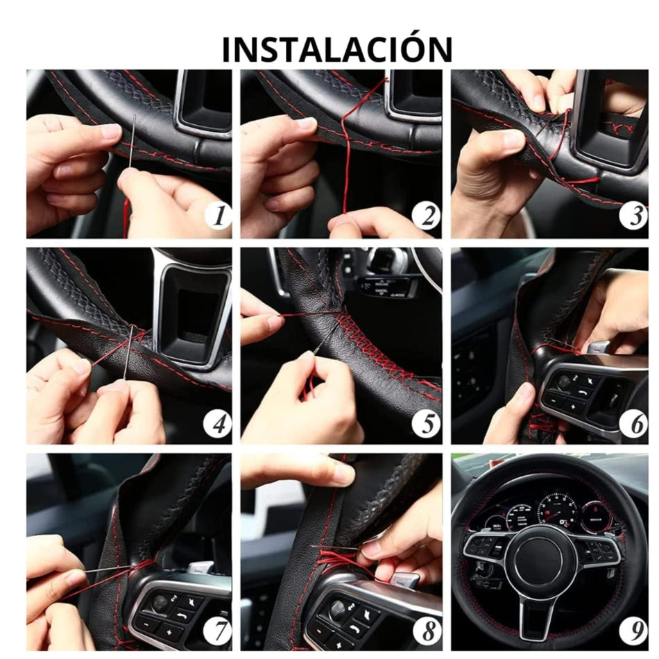 Leather Microfiber Steering Wheel Cover 37-38cm