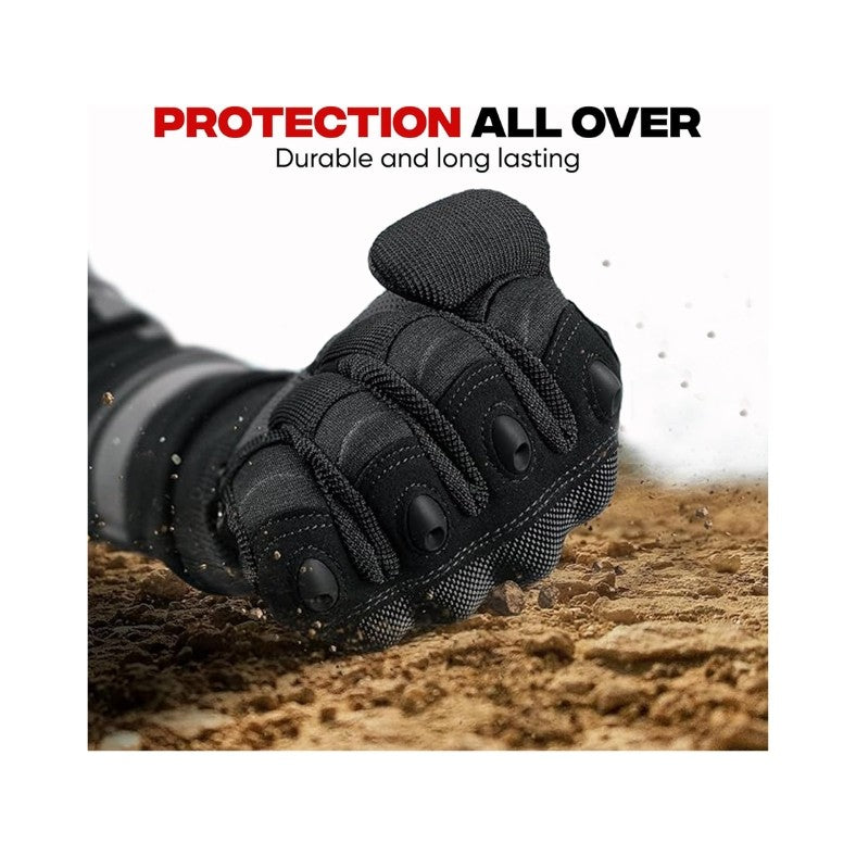 Rubber motorcycle gloves anti-slip - black