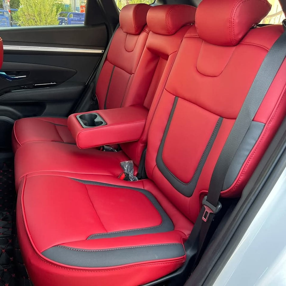 German Leather Car Seat Covers for Tucson NX4  – Custom Fit & Luxury Design – Red