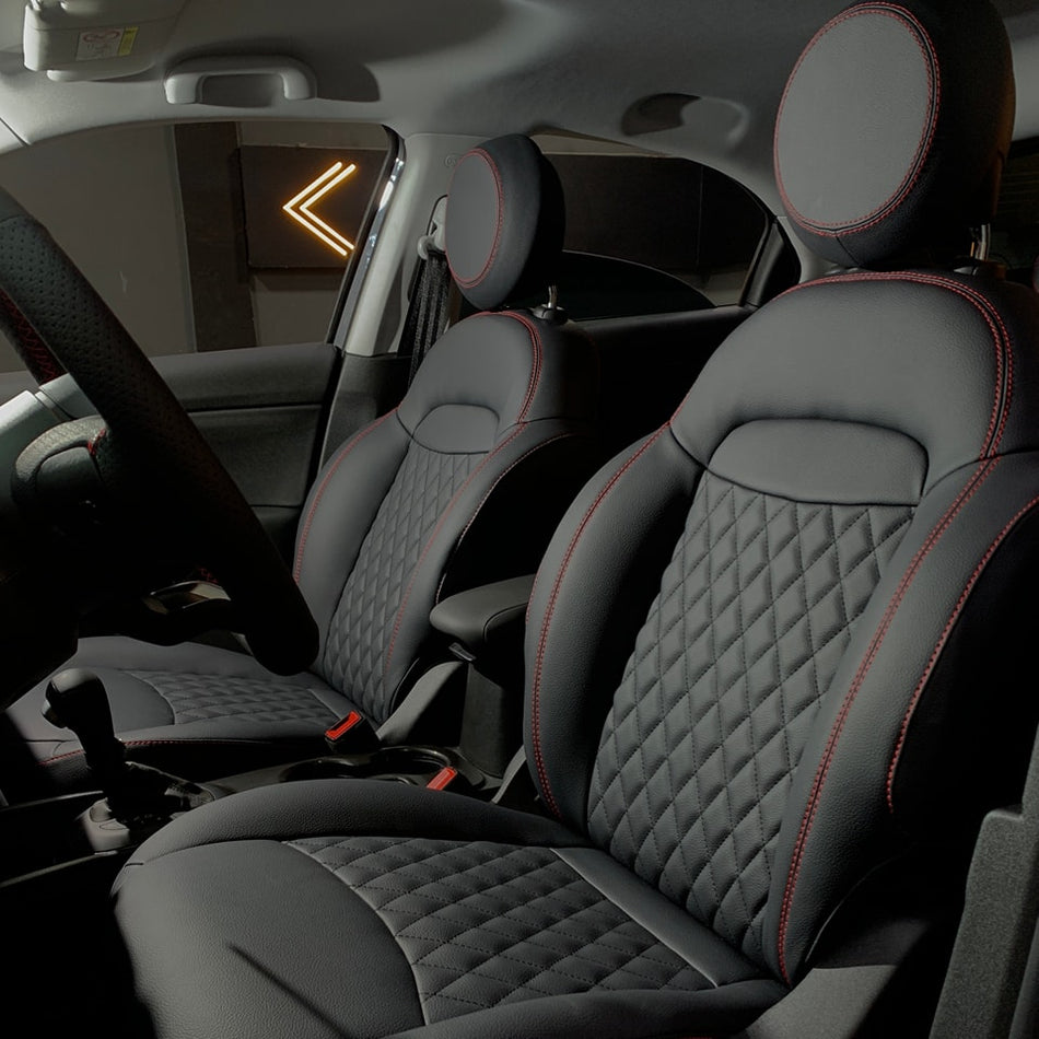 German Leather Car Seat Covers for fiat 500 X – Custom Fit & Luxury Design - black