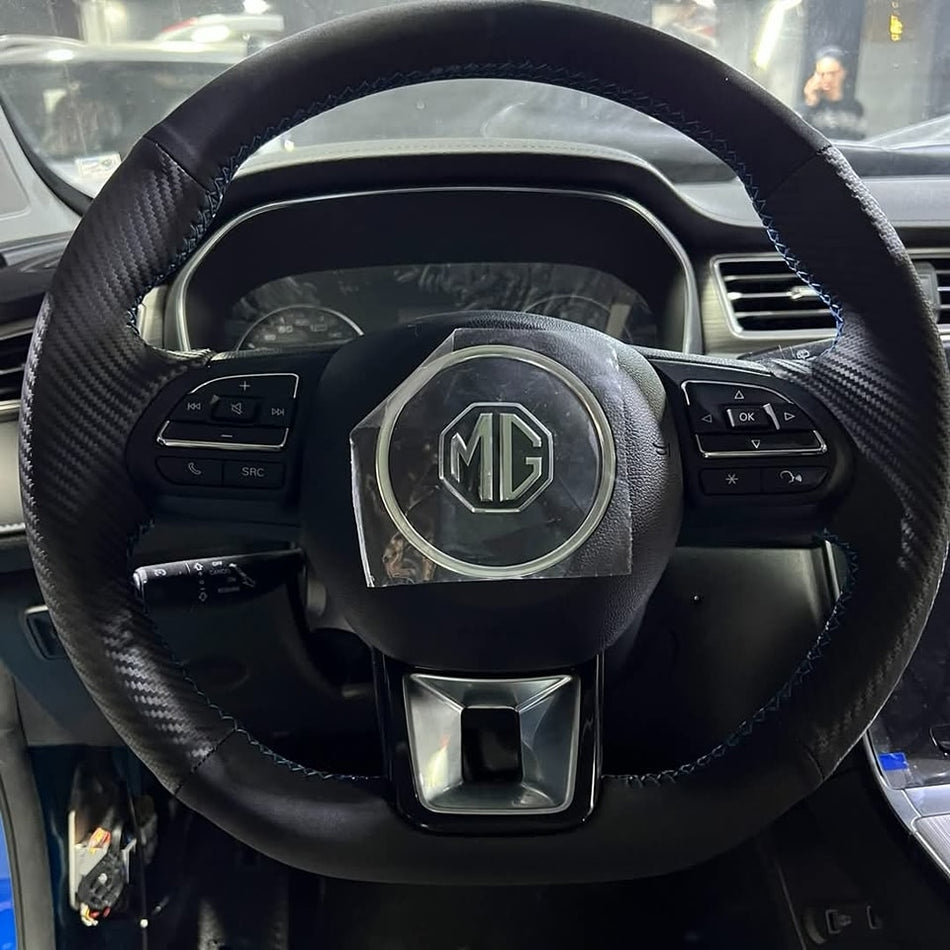 Handmade carbon & leather steering Wheel Cover for MG