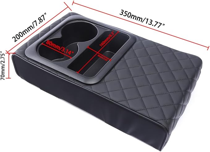 Car Armrest Cushion - Multifunctional Faux Leather Armrest Cushion with Cup Holder and Phone Storage for All cars