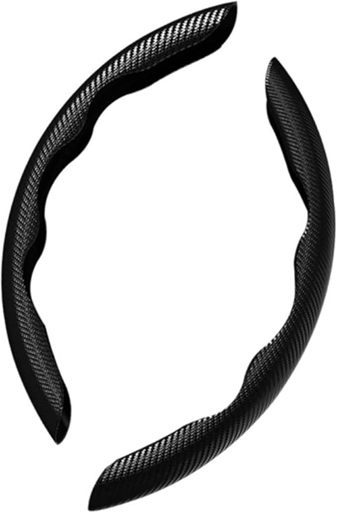 2pcs Black Carbon Fiber Steering Wheel Cover - by Makeover
