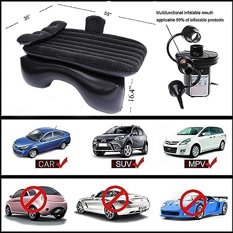 Inflatable Car Back Seat Travel Bed black