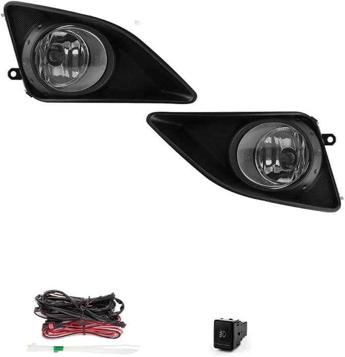 Pair of Side Fog Lights for Driver and Passenger by Nobuo, H11 12V 55W, Clear Lens Replacement Set for Toyota Corolla 2008–2010 / Yaris 2008–2010