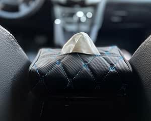 Car Leather Tissue Holder for Car Back Seat Headrest Hanging Tissue Boxes Holder Case Multi-use Car Tissue Paper Holder-Blue- Created by Makeover