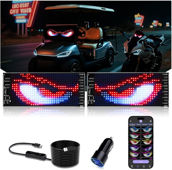 Flexible LED A 7×3 inchwindshield display with fully programmable eyes for vehicle.