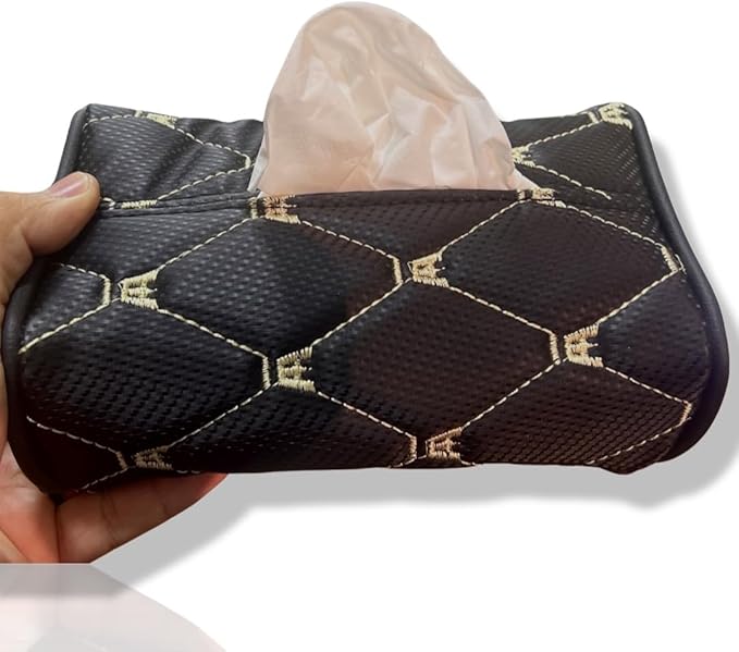 Car Leather Tissue Holder for Car Back Seat Headrest Hanging Tissue Boxes Holder Case Multi-use Car Tissue Paper Holder-Beige- Created by Makeover