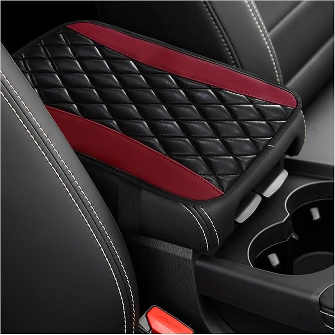 Makeover Car Armrest Console Cover -Black & red