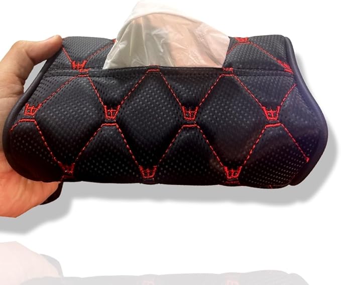 Car Leather Tissue Holder for Car Back Seat Headrest Hanging Tissue Boxes Holder Case Multi-use Car Tissue Paper Holder-red- Created by Makeover