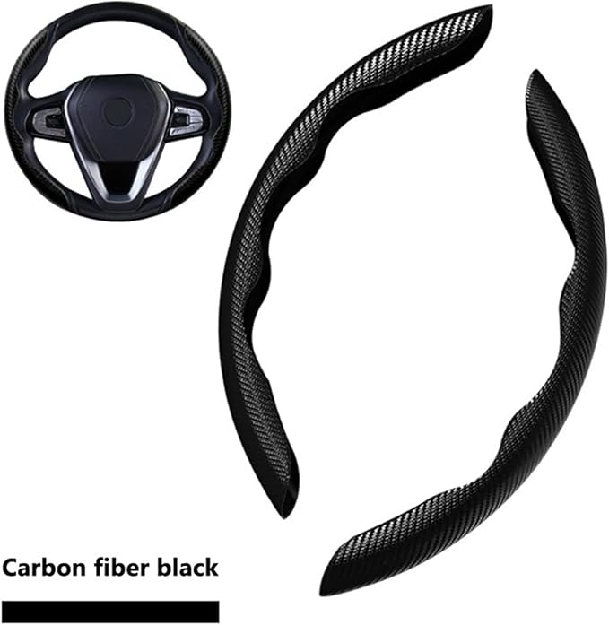 2pcs Black Carbon Fiber Steering Wheel Cover - by Makeover