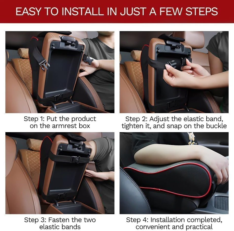 Car Armrest memory Foam Pad with storage- black