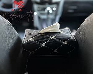 Car Leather Tissue Holder for Car Back Seat Headrest Hanging Tissue Boxes Holder Case Multi-use Car Tissue Paper Holder-Beige- Created by Makeover