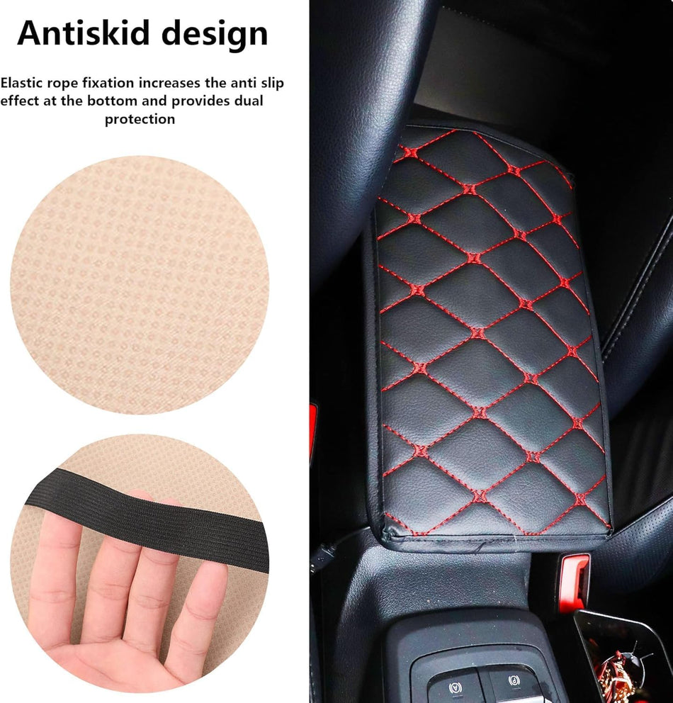 Leather Car Armrest Console Cover