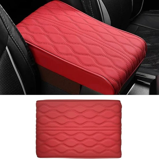 Car armrest cover by makeover, automotive decoration, universal for most cars, trucks, SUVs (red)