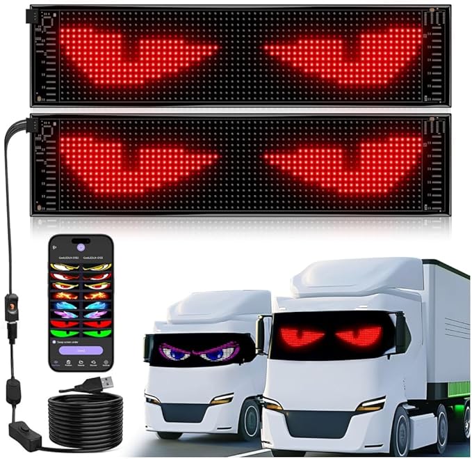 Bright flexible programmable LED demon eyes for car front windshield  23 × 5 inch
