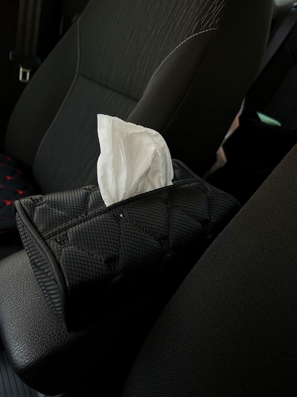 Car Leather Tissue Holder for Car Back Seat Headrest Hanging Tissue Boxes Holder Case Multi-use Car Tissue Paper Holder-Black- Created by Makeover