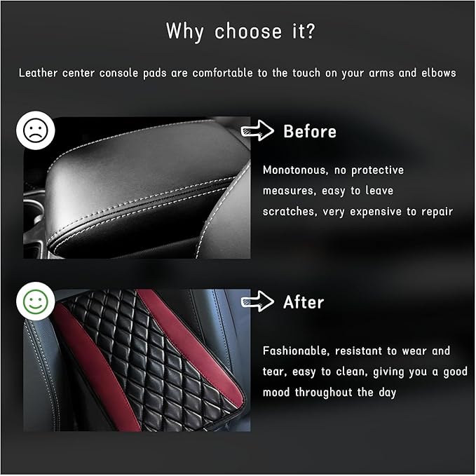 Makeover Car Armrest Console Cover -Black & red