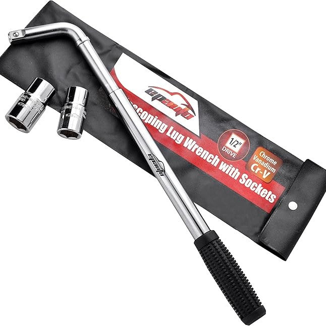 EPO Auto Telescopic Lug Wrench Set – Wheel Wrench with CR-V Sockets (17/19 mm, 21/22 mm)
