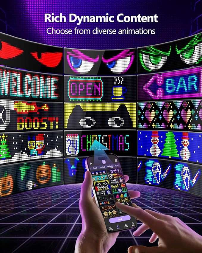 Flexible LED A 7×3 inchwindshield display with fully programmable eyes for vehicle.