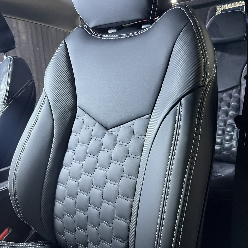 German Leather Car Seat Covers for Hyundai Veloster – Custom Fit & Luxury Design – black