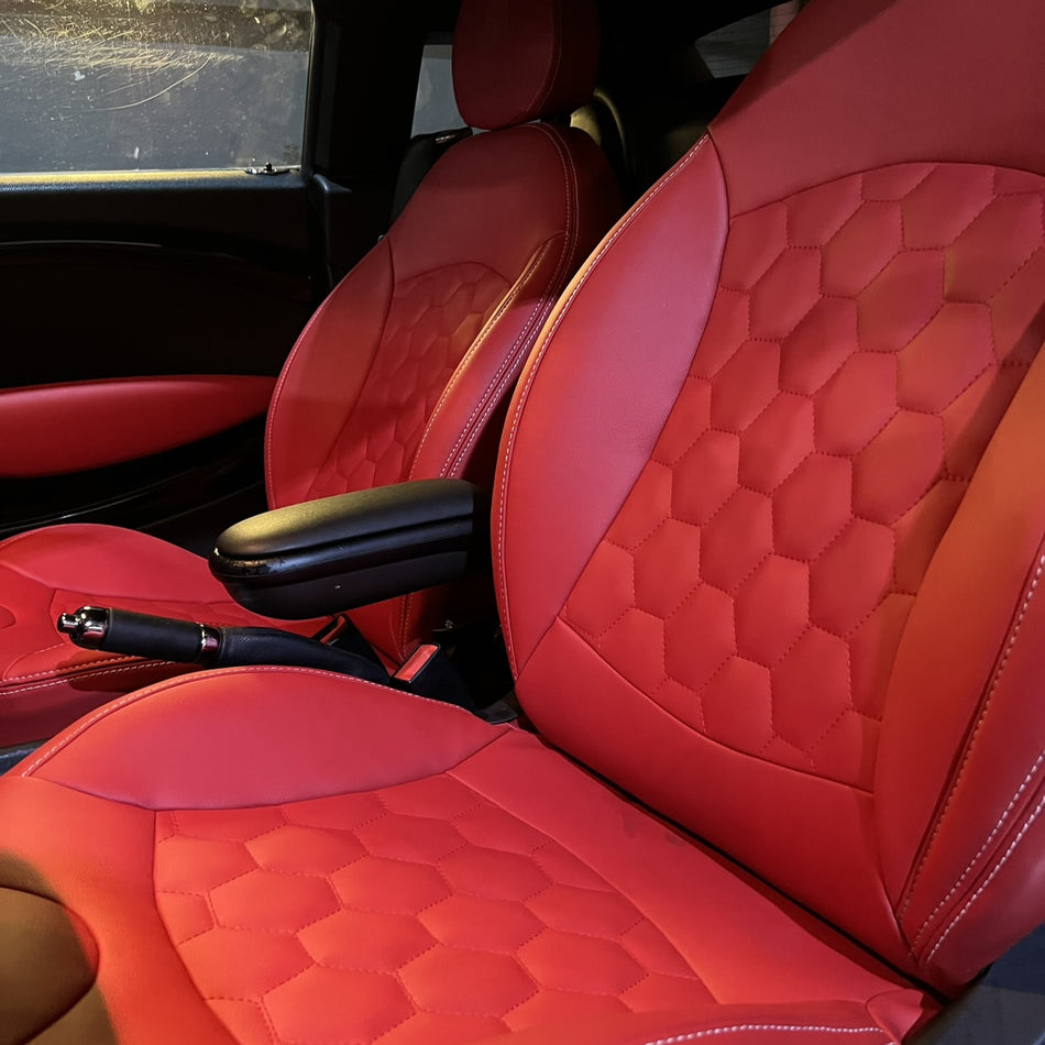 German Leather Car Seat Covers for Is MINI Cooper  – Custom Fit & Luxury Design – Red
