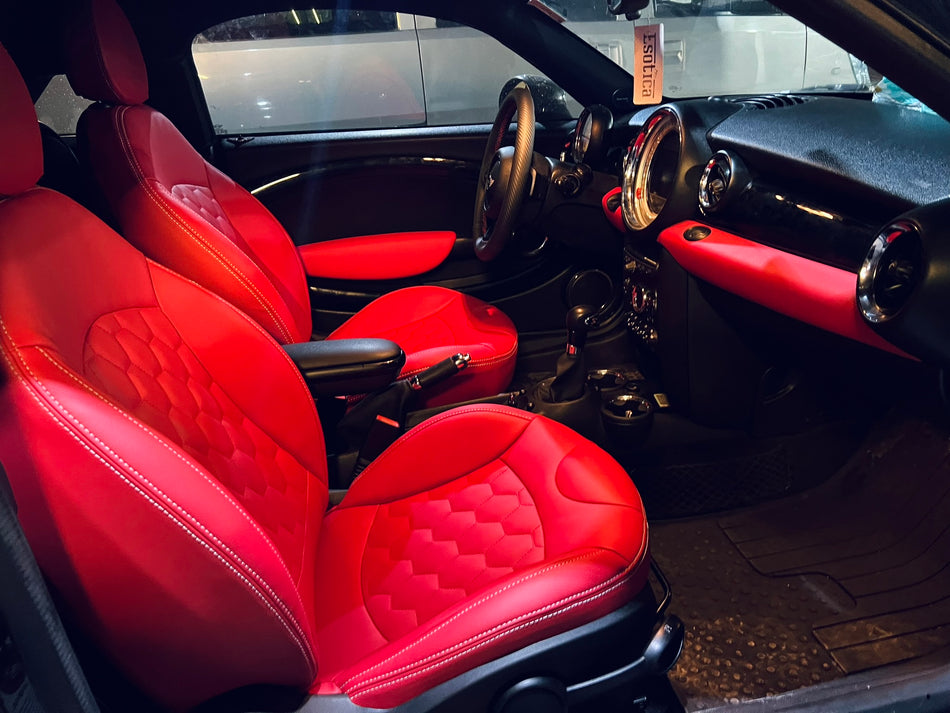 German Leather Car Seat Covers for Is MINI Cooper  – Custom Fit & Luxury Design – Red