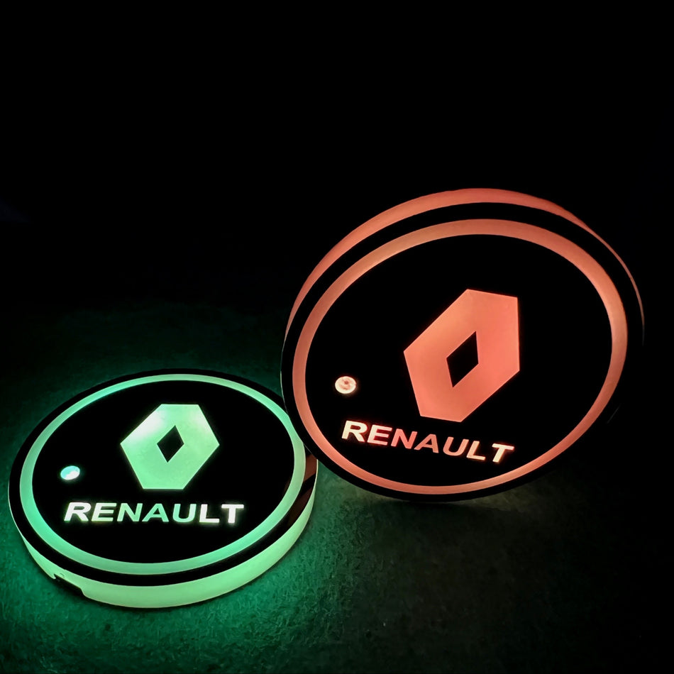 Car LED Cup Holder Lights with 7 Colors USB Charging - 2 Pieces- Renault