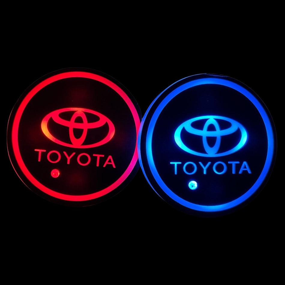 Car LED Cup Holder Lights with 7 Colors USB Charging - 2 Pieces- Toyota