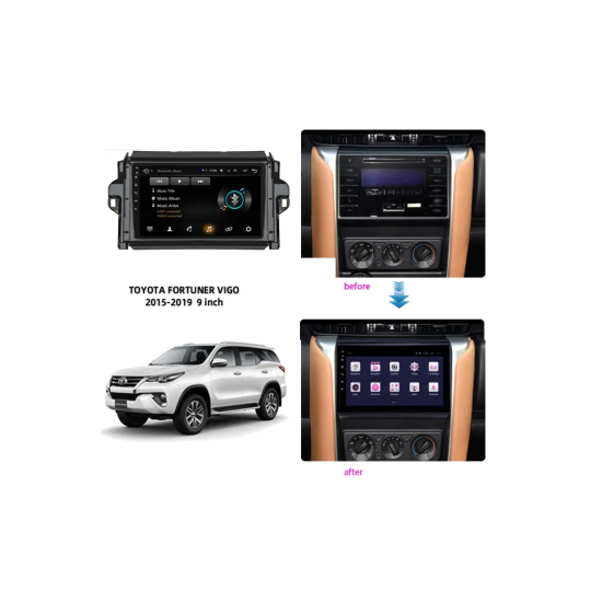 Android Screen for Toyota Fortuner from 2015 to 2019 - Supported apple car play &amp; android auto wireless - Plug and play – GPS – DSP – Bluetooth – WIFI – Radio