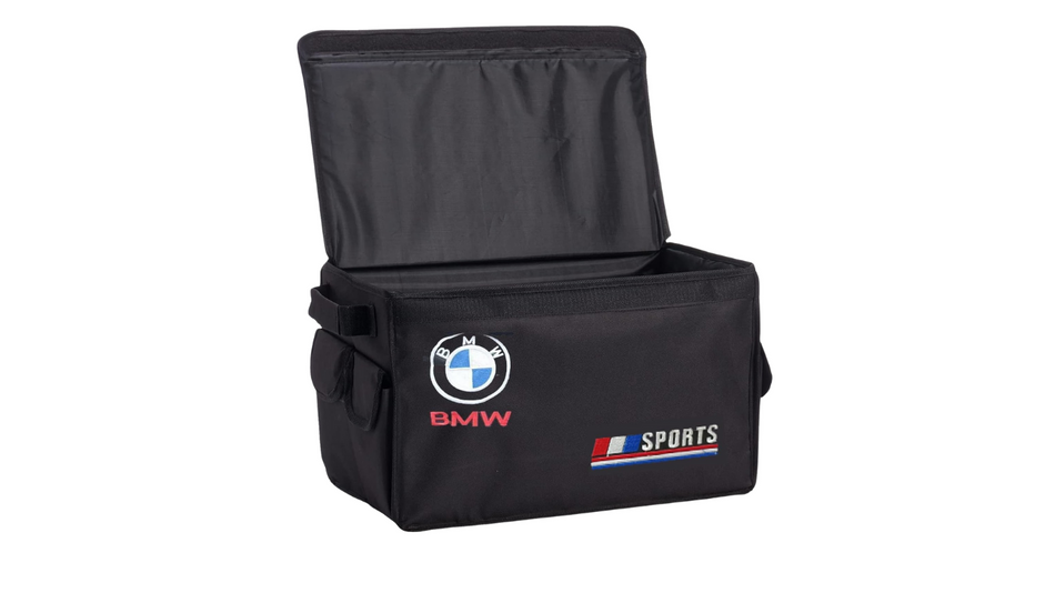 Foldable Car Trunk Organizer Storage Box – Durable, Collapsible, and Multi-Compartment for Efficient Vehicle Organization – BMW – Black