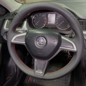 German leather steering Wheel Cover skoda rapid